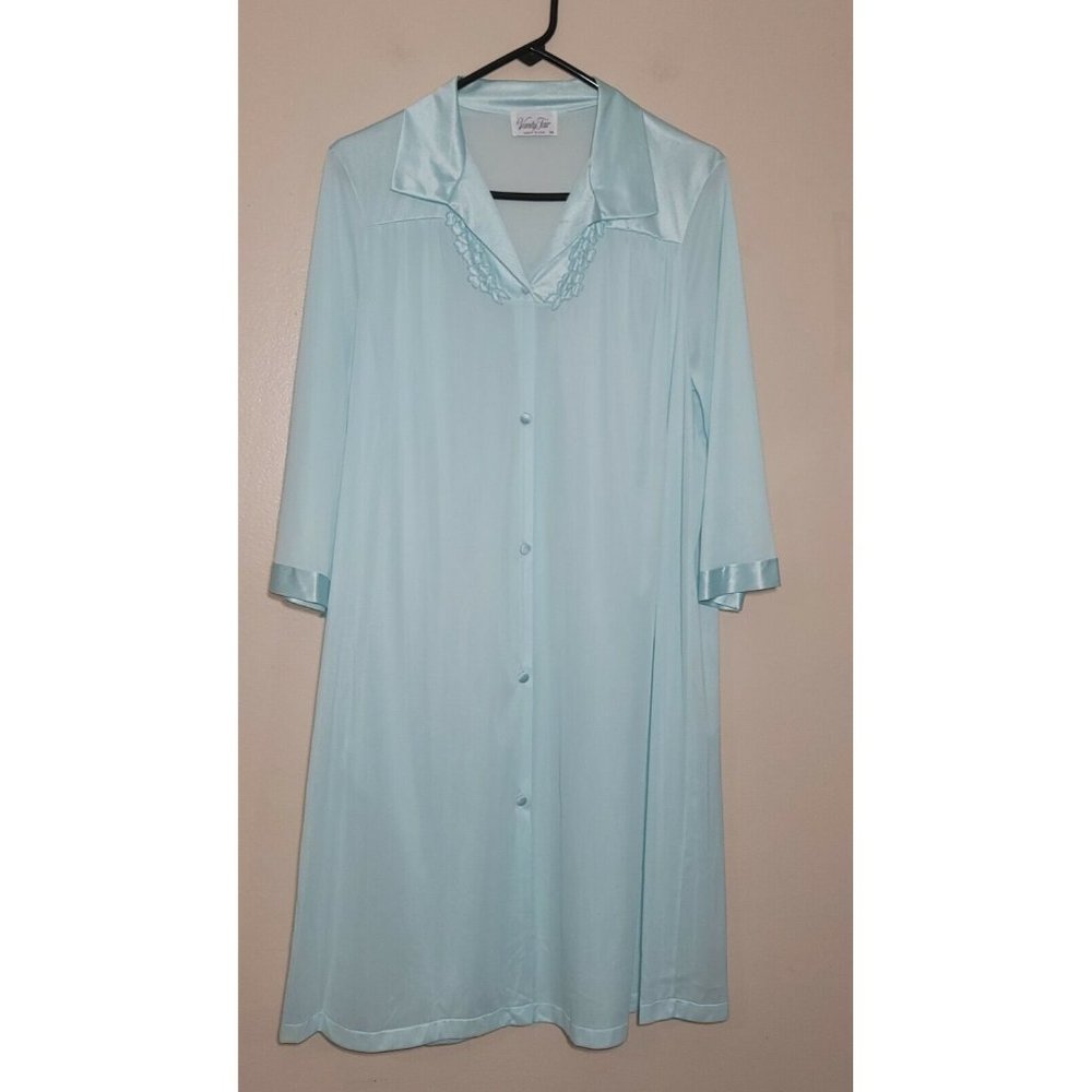 Vanity Fair Women's Medium Robe Mint Green Button Down
